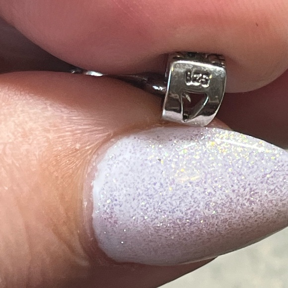 White cats eye pendant with black marcasite-stamped 925 - Picture 8 of 8